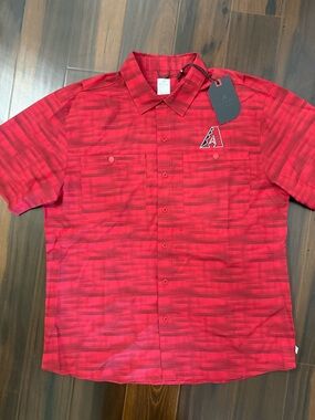 MLB Antigua Arizona Diamondbacks Button Up Windbreaker Camp Shirt